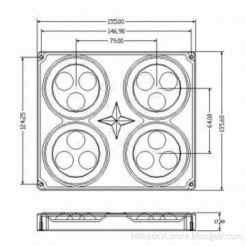 12-in-1 LED grow light lens, 155x135.6mm diameter, 60° beam angle